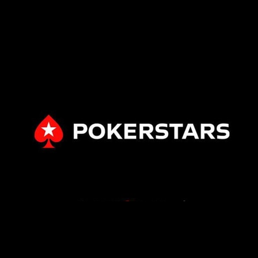 Símbolo vermelho de espadas e nome PokerStars sobre fundo preto